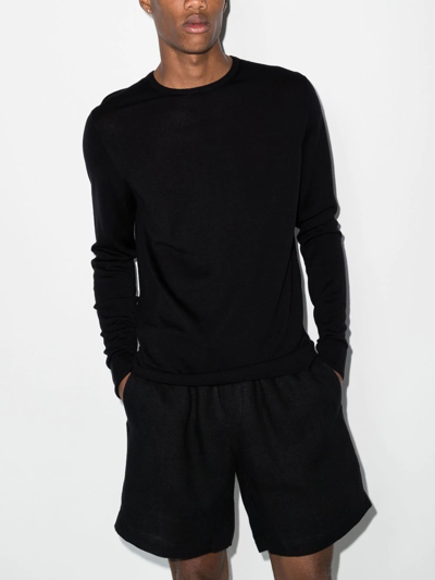 Sunspel Crew Neck Jumper In Schwarz