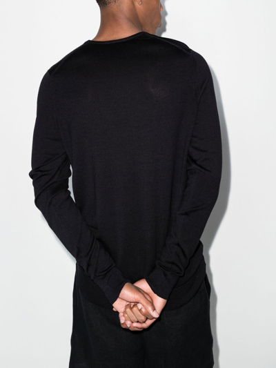 Sunspel Crew Neck Jumper In Schwarz