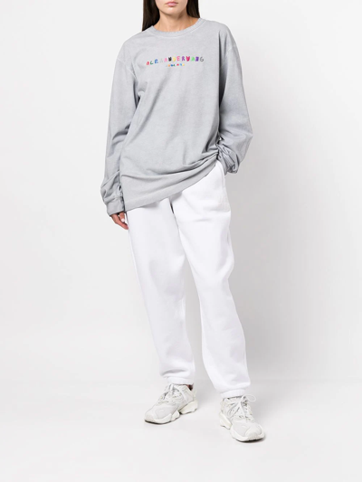Shop Alexander Wang Debossed-logo Long-sleeved T-shirt In Grey