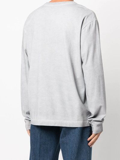 Shop Alexander Wang Debossed-logo Long-sleeved T-shirt In Grey