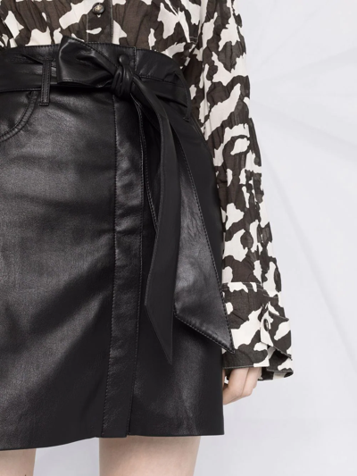 Shop Nanushka A-line Belted Mini Skirt In Black