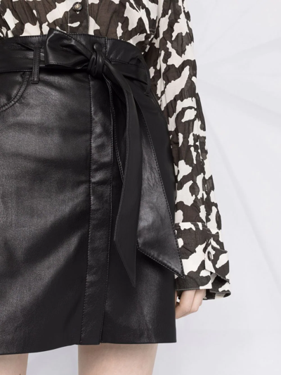 Nanushka Meda Belted Vegan Leather Mini Skirt In Black