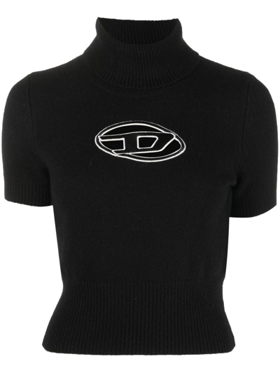 Shop Diesel M-argaret Logo-embroidered Jumper In Black