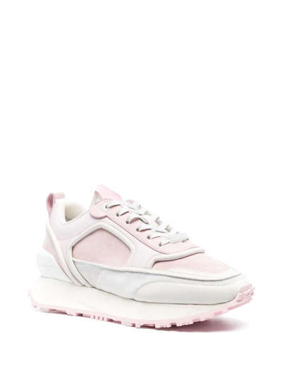 Shop Balmain Two-tone Low-top Sneakers In Pink