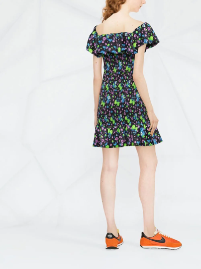 Msgm Amazing Berries Jacquard Mini Dress In Black