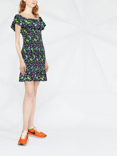 Msgm Amazing Berries Jacquard Mini Dress In Black