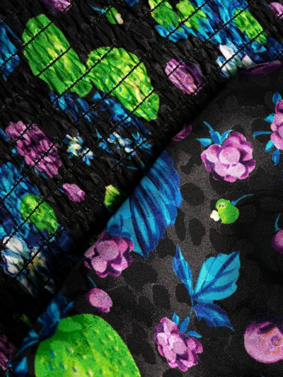Msgm Amazing Berries Jacquard Mini Dress In Black