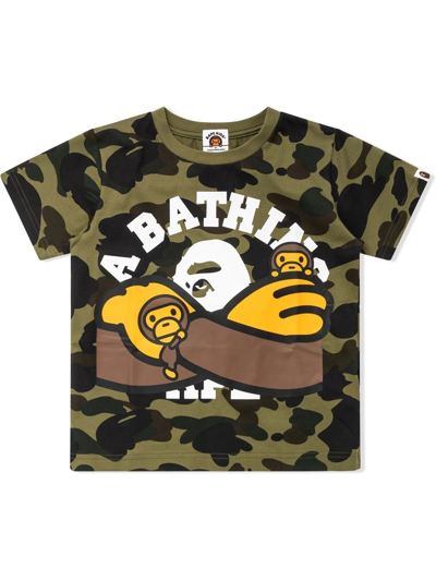Shop A Bathing Ape Baby Milo T-shirt In Braun