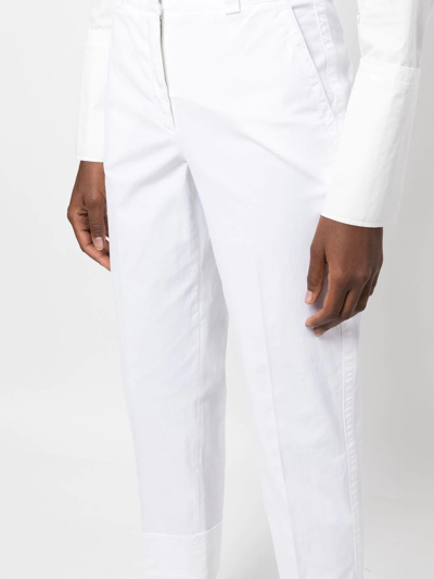 Shop Peserico Turn-up Hem Cropped Trousers In Weiss