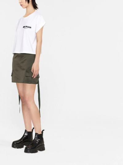 Balmain Sequin Logo Round Neck T-shirt In White