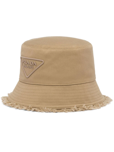 Shop Prada Triangle-logo Bucket Hat In Nude