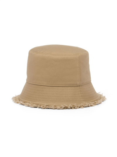 Shop Prada Triangle-logo Bucket Hat In Nude