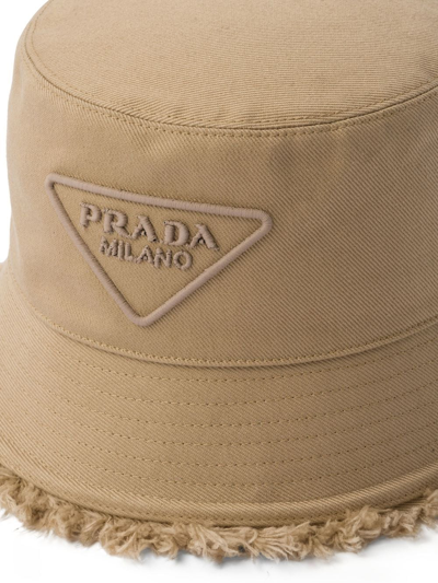 Shop Prada Triangle-logo Bucket Hat In Nude