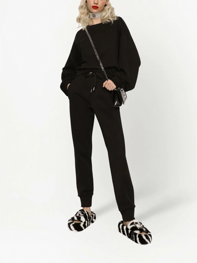 Shop Dolce & Gabbana Logo-embossed Cotton Sweatshirt In Black