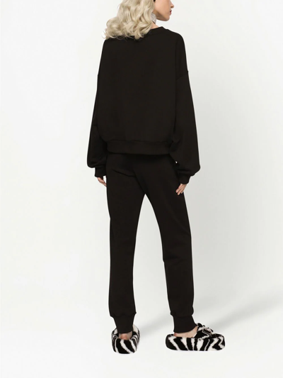 Shop Dolce & Gabbana Logo-embossed Cotton Sweatshirt In Black
