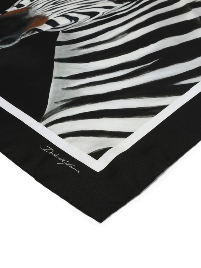 Shop Dolce & Gabbana Zebra-print Twill Scarf In Black