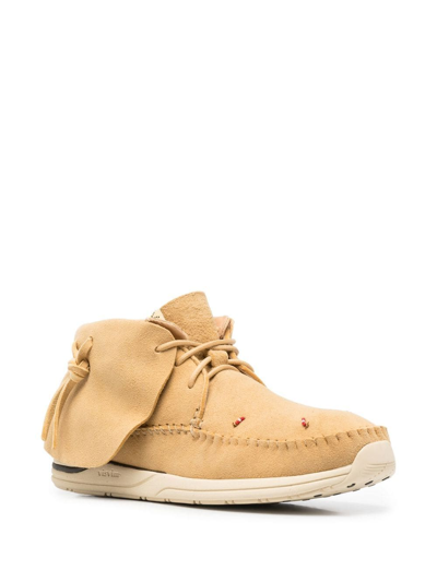Shop Visvim Knot-detail Lace-up Boots In Nude
