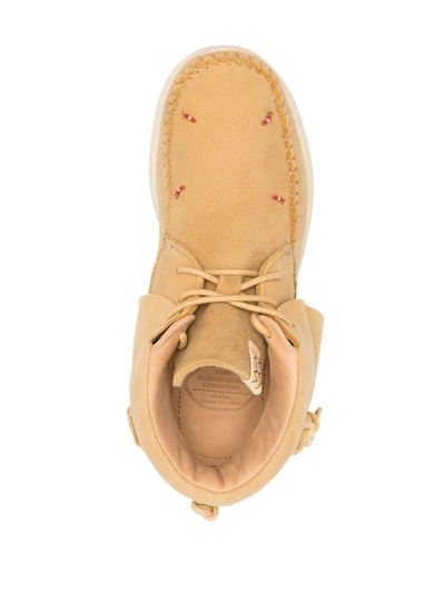 Shop Visvim Knot-detail Lace-up Boots In Nude