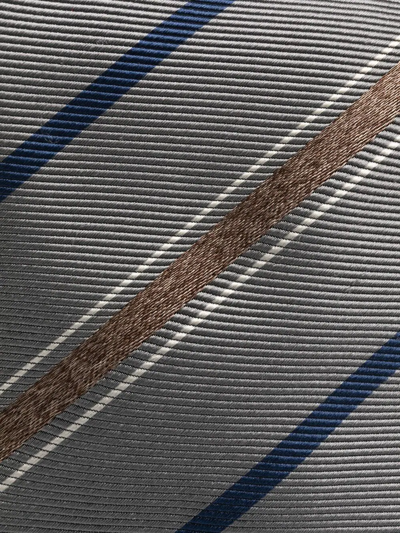 Brunello Cucinelli Striped Silk Tie In Grau