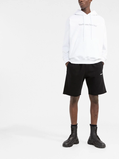 Shop Off-white Logo-print Cotton Track Shorts In Schwarz