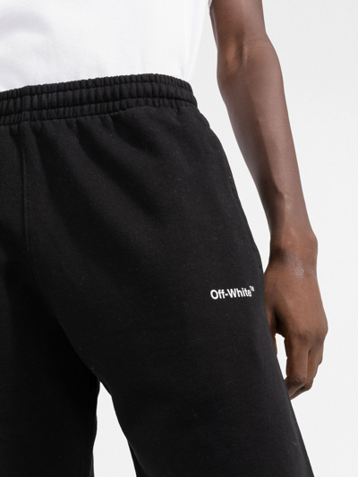 Shop Off-white Logo-print Cotton Track Shorts In Schwarz