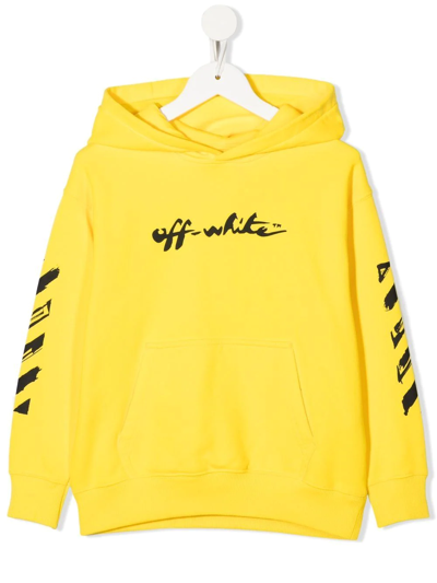 Shop Off-white Logo-print Detail Hoodie In Gelb