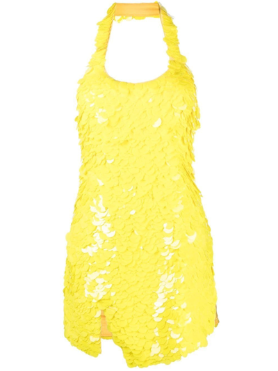 Shop Attico Allium Mini Dress In Yellow