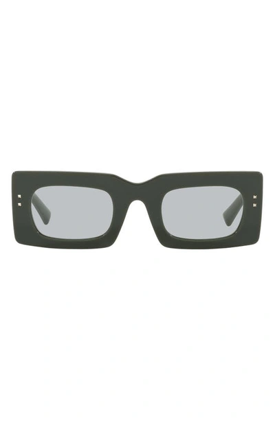 Shop Valentino 49mm Rectangular Sunglasses In Green