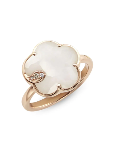 Shop Pasquale Bruni Women's Petit Joli 18k Rose Gold, White Agate, & Diamond Flower Ring