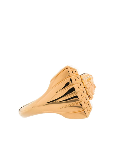 Shop Versace Medusa Head Square Ring In Gold