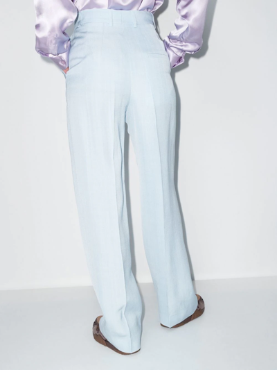 Shop Casablanca High-waisted Wide-leg Tailored Trousers In Blau