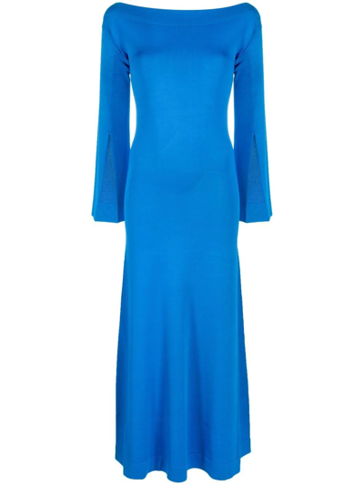 Shop By Malene Birger Sima Split-cuff Maxi Dress In Blue