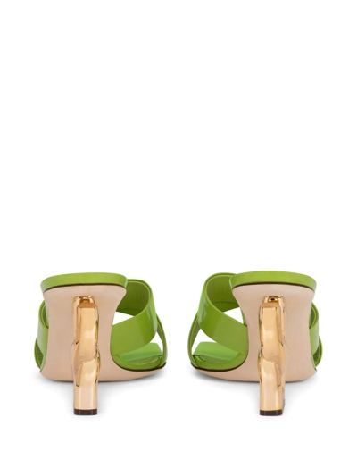 Dolce & Gabbana Polished Calfskin Mules With 3.5 Heel In Grün