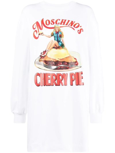 Shop Moschino Cherry Pie Sweater Dress In White