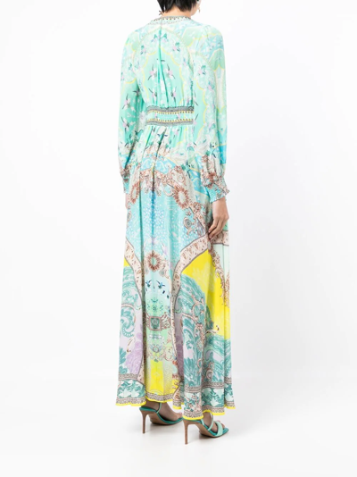 Shop Camilla Printed Silk Maxi Dress In Grün