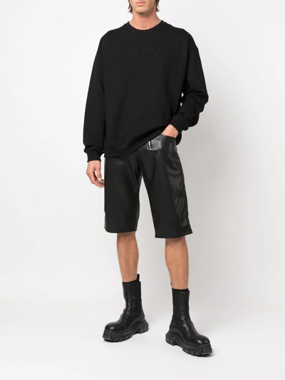 Shop Versace Logo Crew-neck Sweatshirt In Black