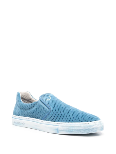 Shop Jacob Cohen Perforated-detail Slip-on Sneakers In Blue