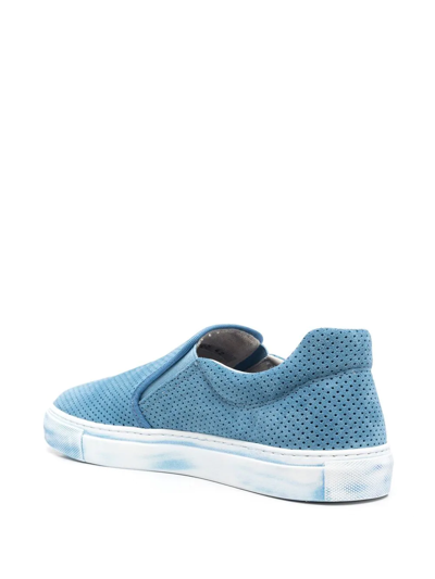 Shop Jacob Cohen Perforated-detail Slip-on Sneakers In Blue