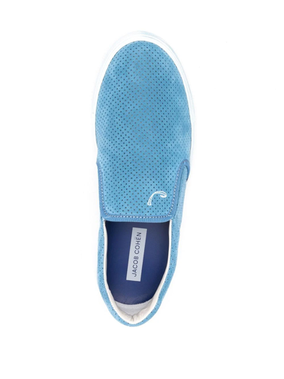Shop Jacob Cohen Perforated-detail Slip-on Sneakers In Blue