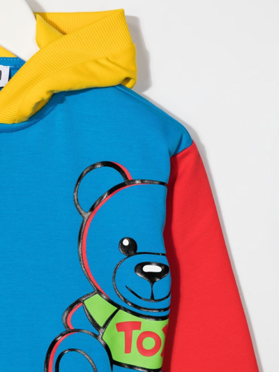 Shop Moschino Teddy Bear-print Colour-block Hoodie In Blau