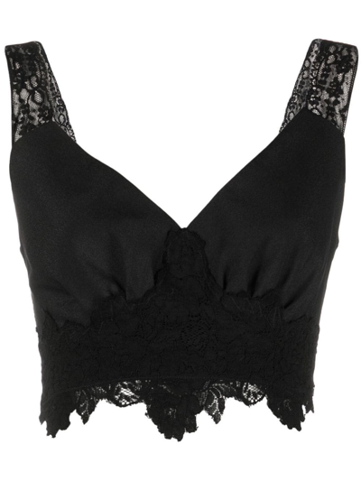 Shop Paco Rabanne Cropped Lace Top In Black