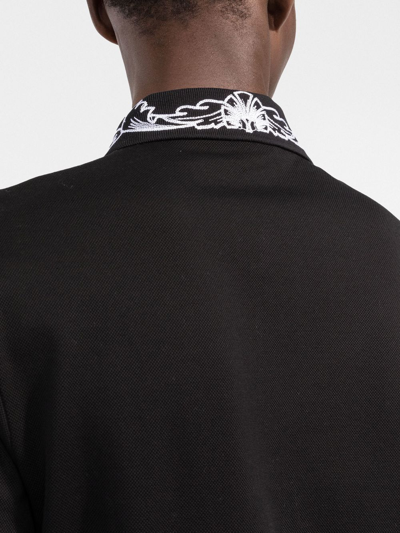 Shop Versace Barocco-embroidered Polo Shirt In Schwarz