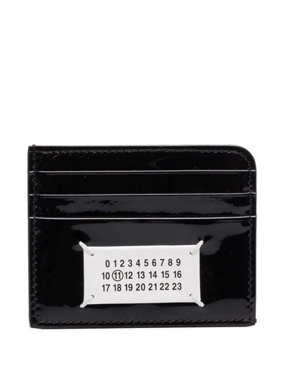 Maison Margiela Logo-debossed Patent Leather Card Holder In Black 