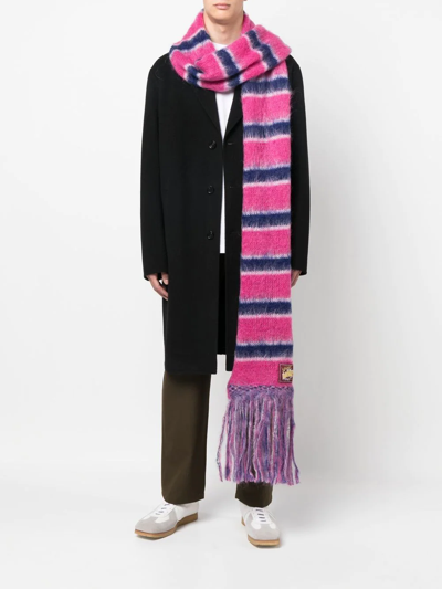 Shop Marni Striped Knitted Scarf In Rosa