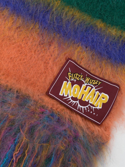 Marni Multicolor Brushed Mohair Scarf In Orange