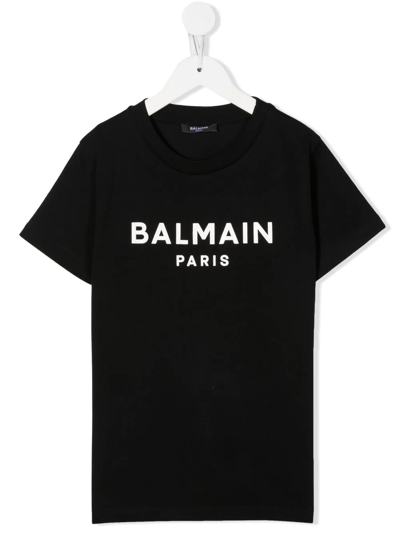 Shop Balmain Logo-print Detail T-shirt In Schwarz