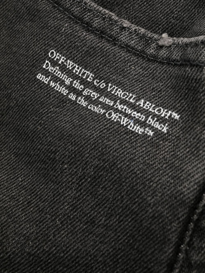 Shop Off-white Slogan-print Cropped Skinny Jeans In Grau