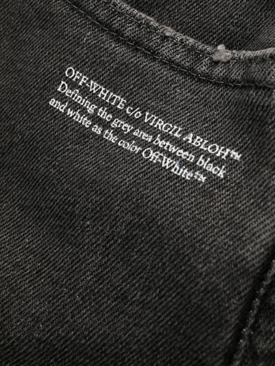 Off-white Slogan-print Cropped Skinny Jeans In Grau