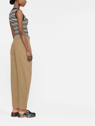 Shop Ganni Cropped Tailored Trousers In Nude