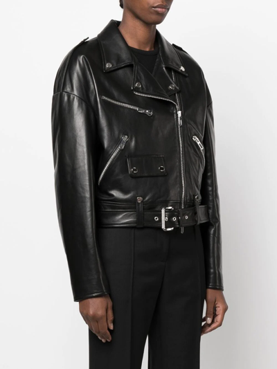 Shop Drome Lambskin Cropped Jacket In Schwarz